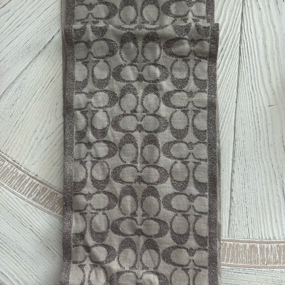 Coach Gray and Cream Signature Scarf